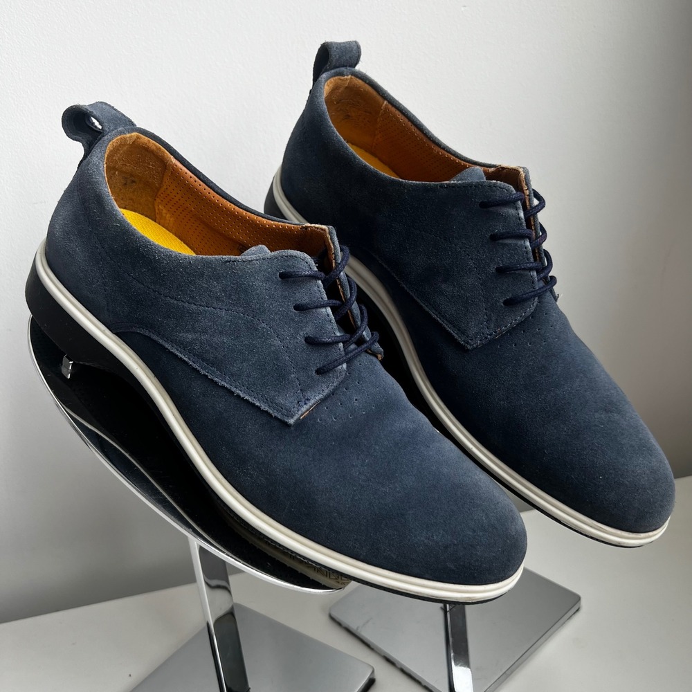 Amberjack The Original Navy Suede Derby Shoes Mens 9.5M Dress Sneaker Portugal